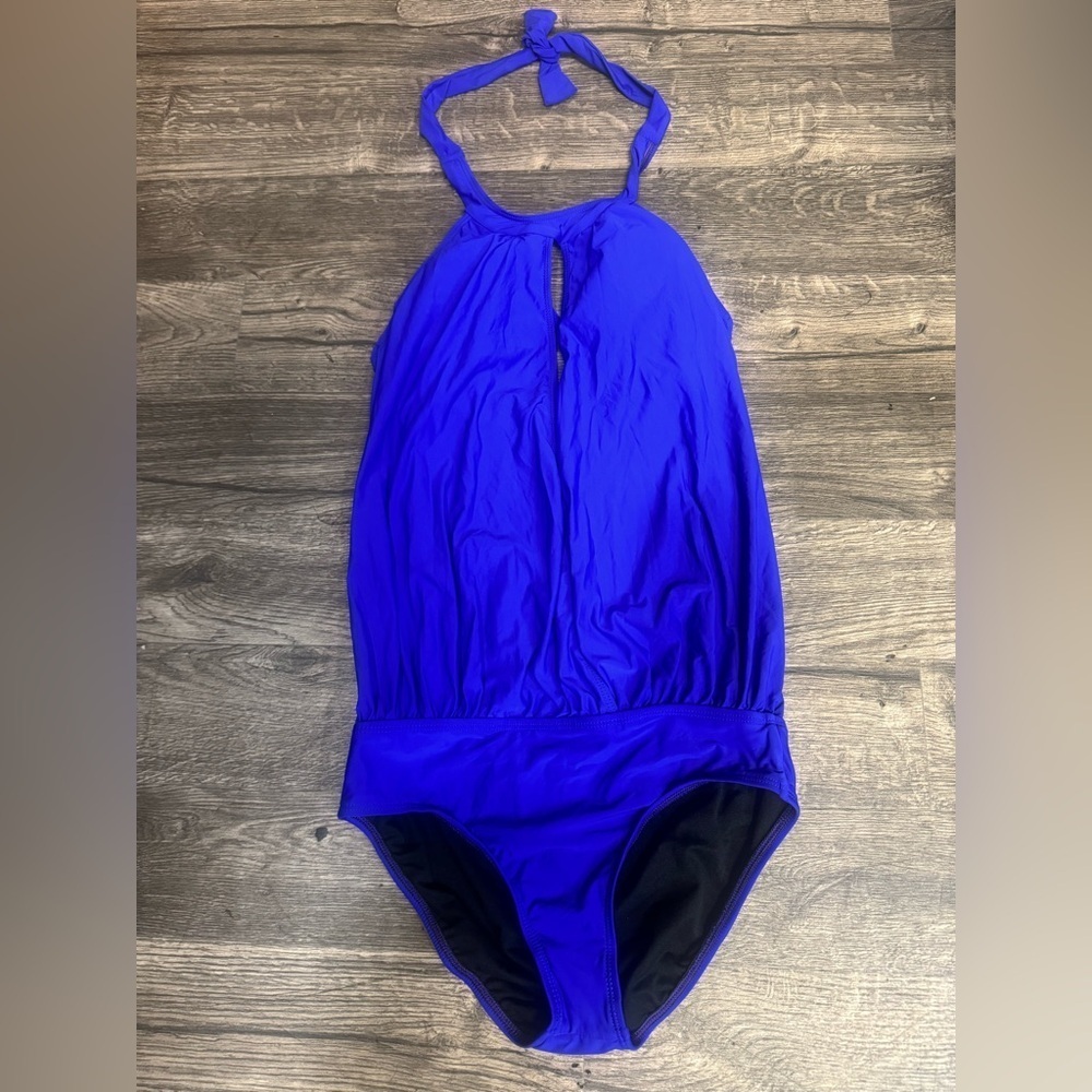 Athena Blue One-Piece Swimsuit with Ruched Front